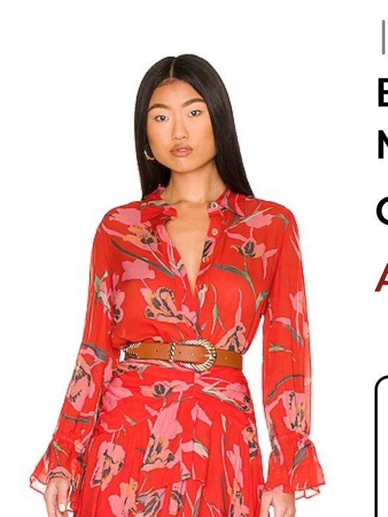 Milly Other - Milly Red Floral Button-Front Dress with Pink and Green Print